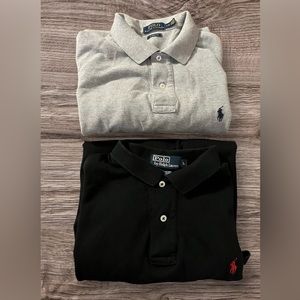 Two Polo Ralph Lauren Polo shirts black gray size large